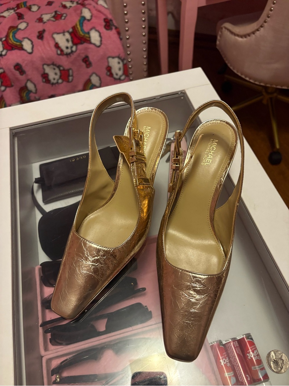 Michael Kors Metallic Bronze Slingback Heels - Picture 5 of 5